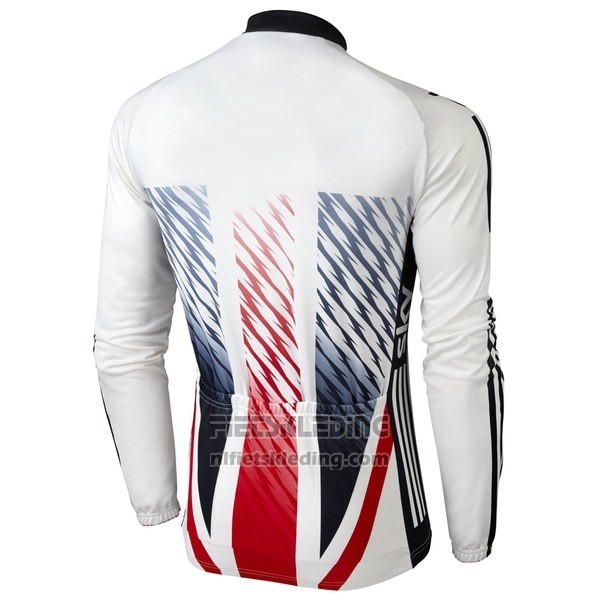 2016 Fietskleding Sky Kampioen Regno Unito Wit en Rood Lange Mouwen en Koersbroek
